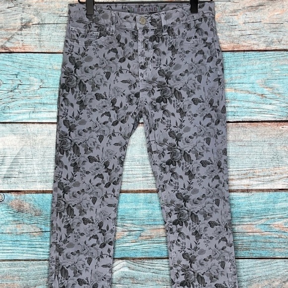 J Brand Cropped Jeans 27 Heaven Mini Floral Capri Style Denim Grey Skinny - Picture 2 of 10